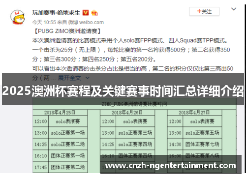 2025澳洲杯赛程及关键赛事时间汇总详细介绍